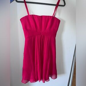 BCBG MaxAzria Silk Ruby Red Dress Strapless Duran